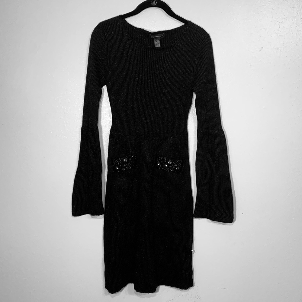 INC Black Sweater Dress. Long Sleeve. Bell Sleeves